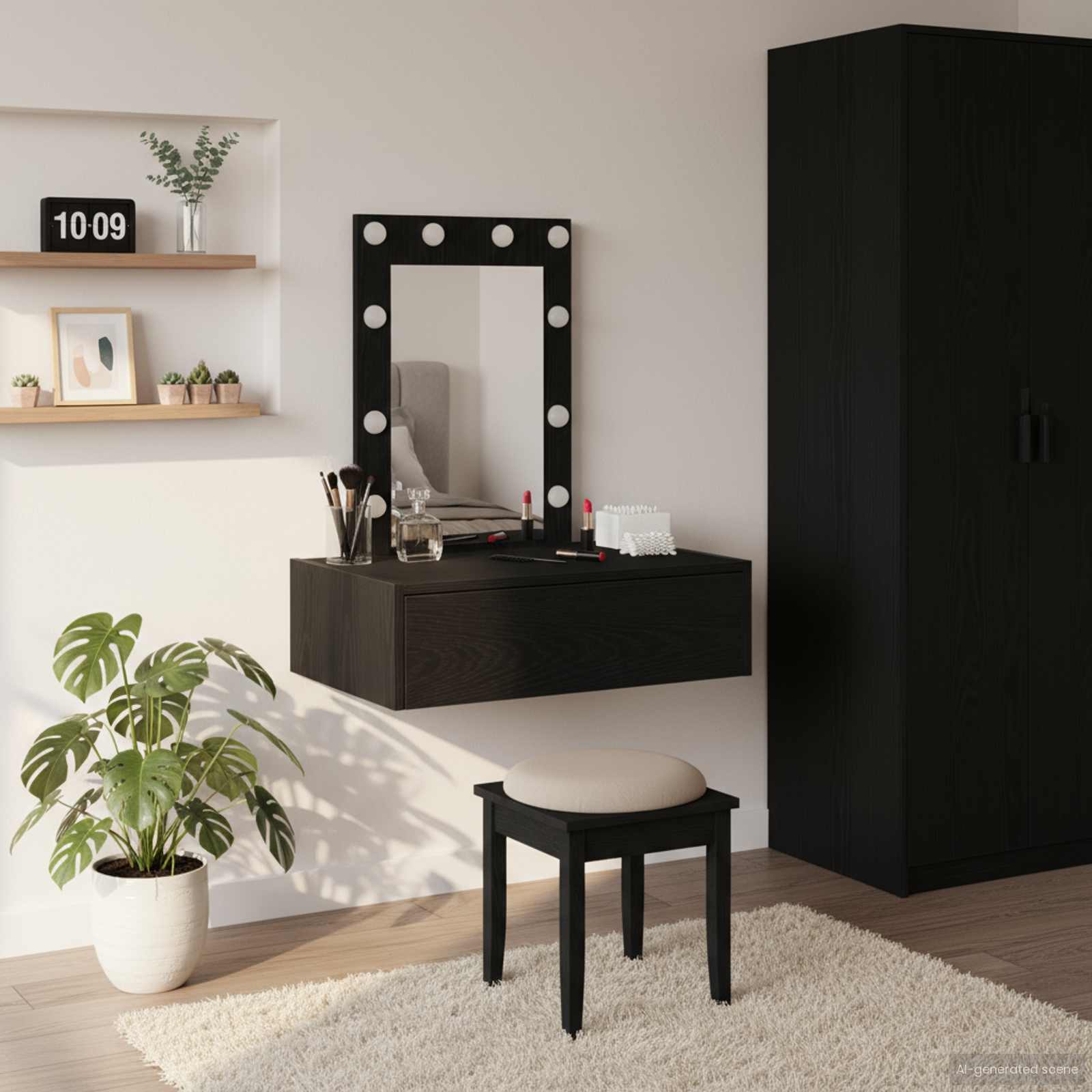Schminktisch mit Speicher Schwarz 60 x 40 x 70 cm Holzwerkstoff