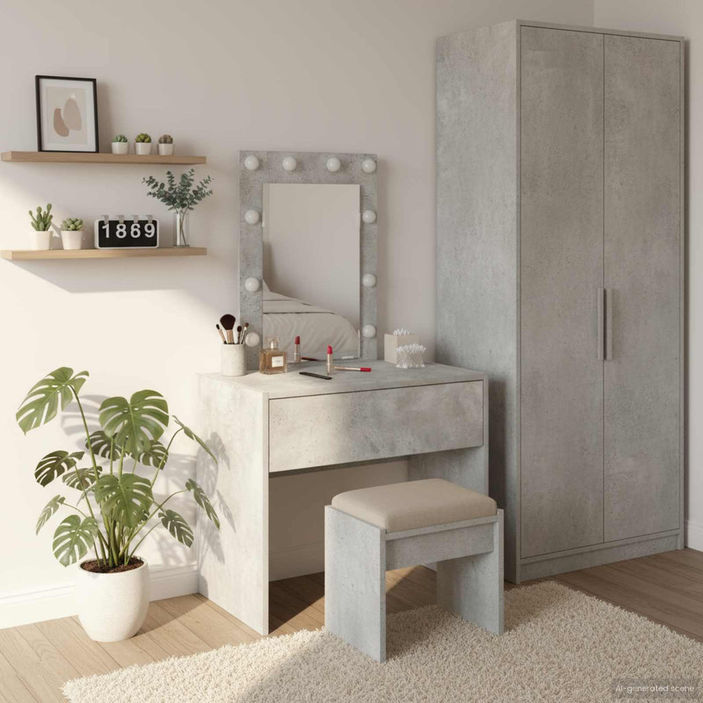 Schminktisch mit Schubladen Grau 60 x 40 x 70 cm Holzwerkstoff