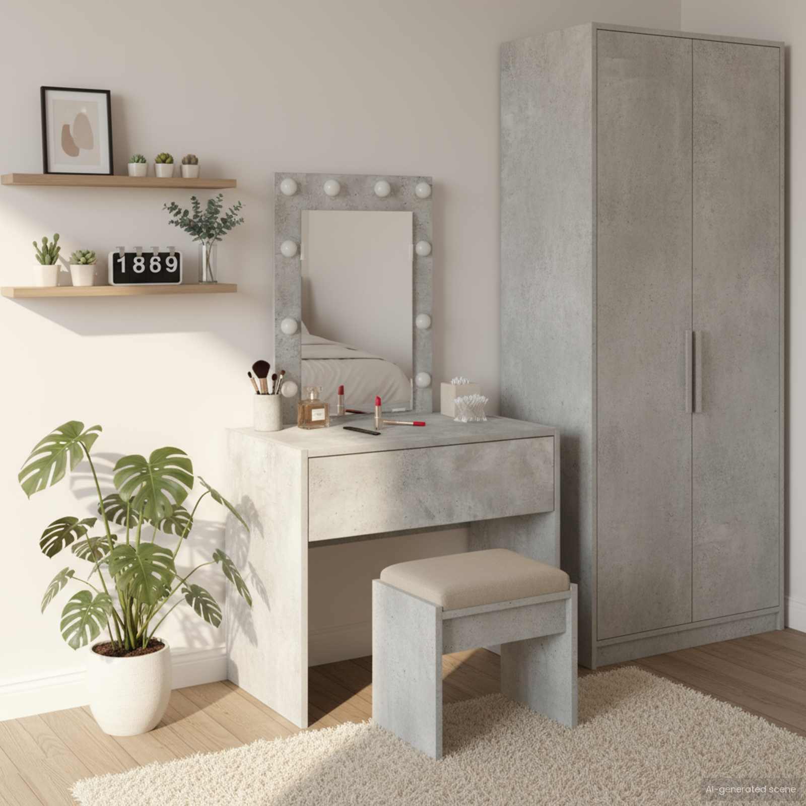 Schminktisch mit Schubladen Grau 60 x 40 x 70 cm Holzwerkstoff