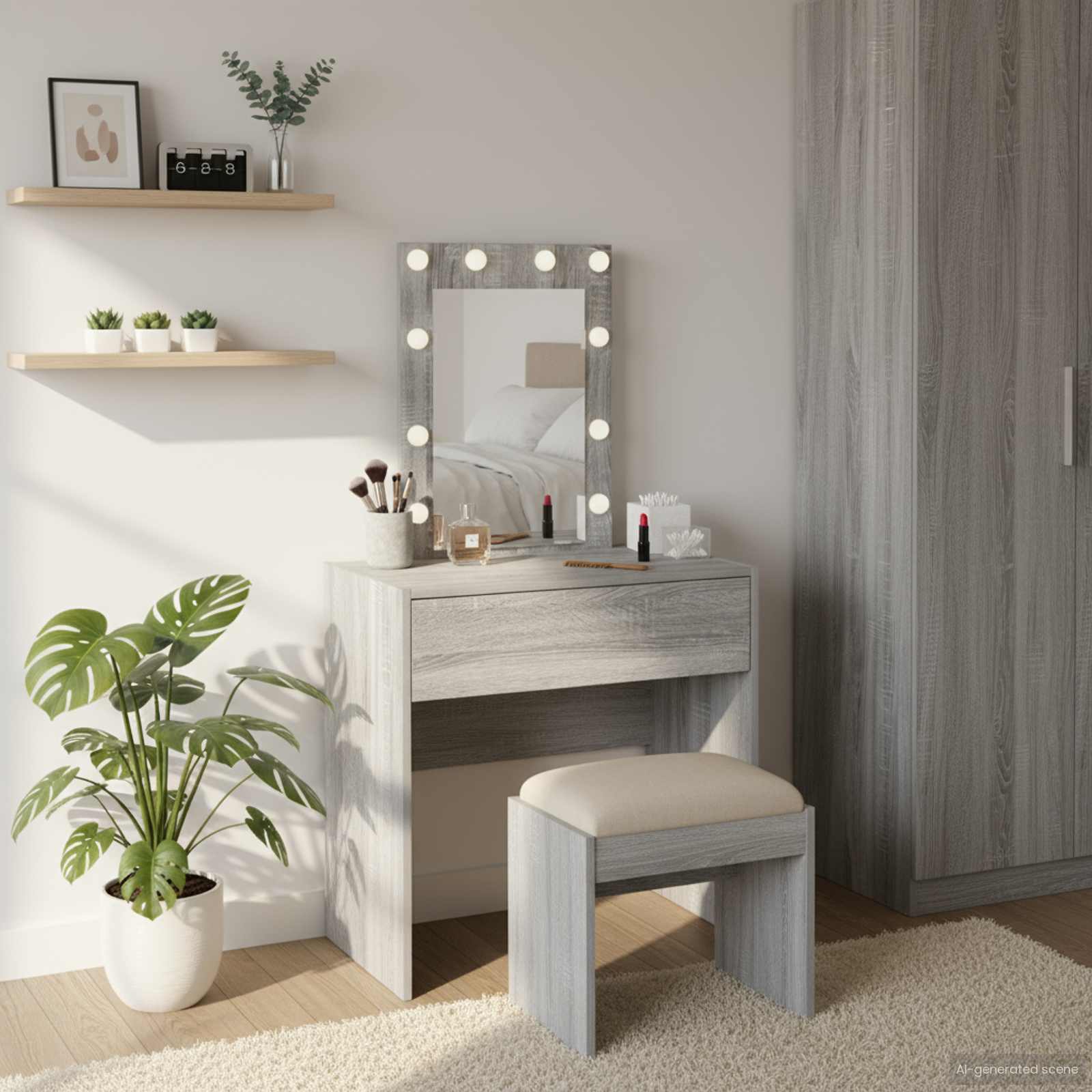 Schminktisch mit Schubladen Grau 60 x 40 x 70 cm Holzwerkstoff