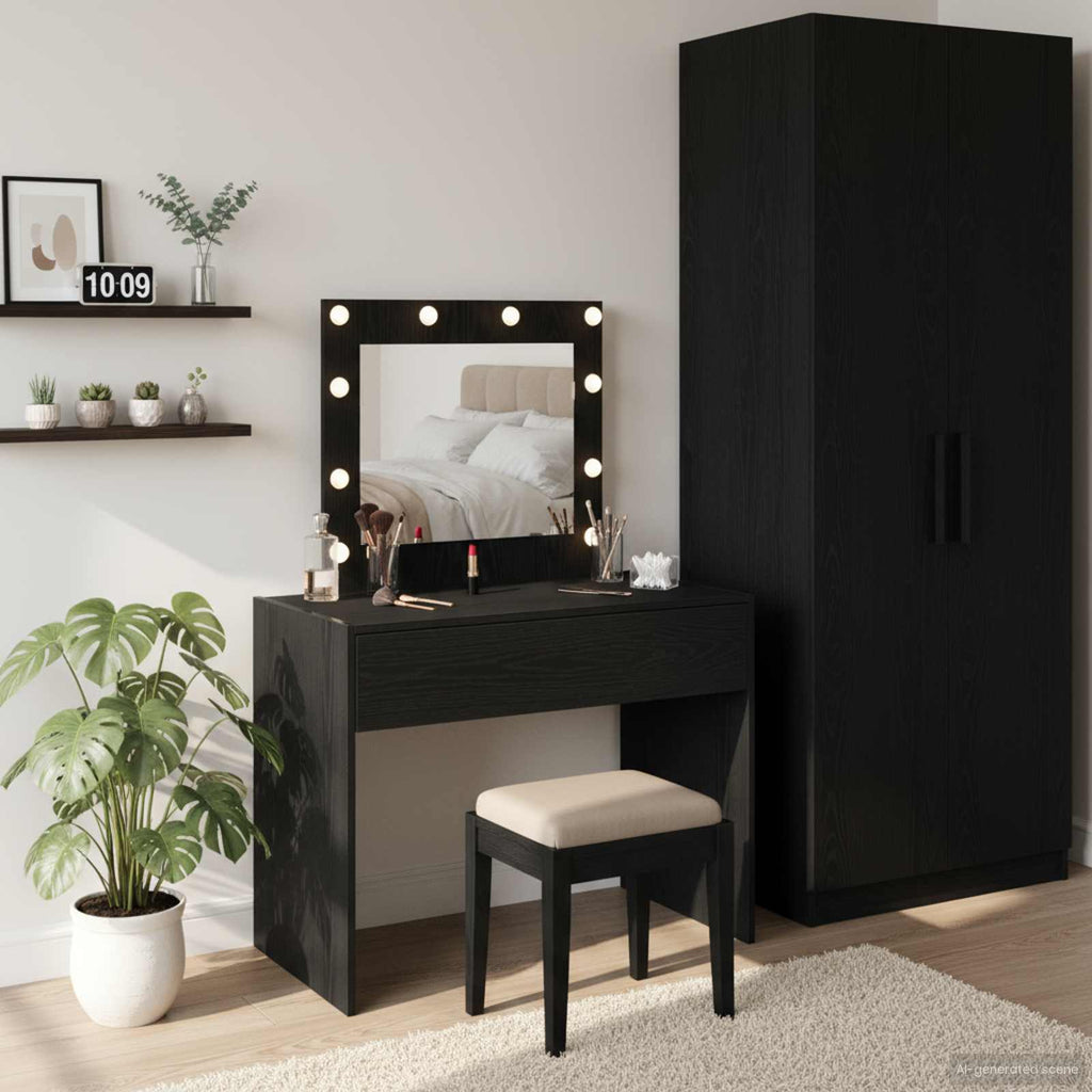 Schminktisch mit Speicher Schwarz 83 x 40 x 70 cm Holzwerkstoff