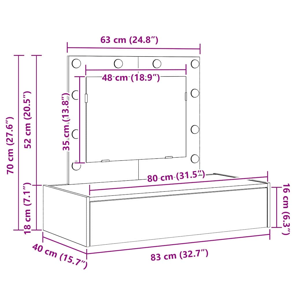 Schminktisch mit Schubladen Grau 83 x 40 x 70 cm Holzwerkstoff