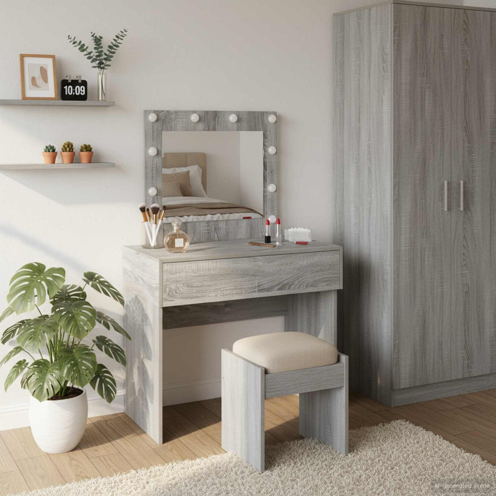 Schminktisch mit Schubladen Grau 83 x 40 x 70 cm Holzwerkstoff