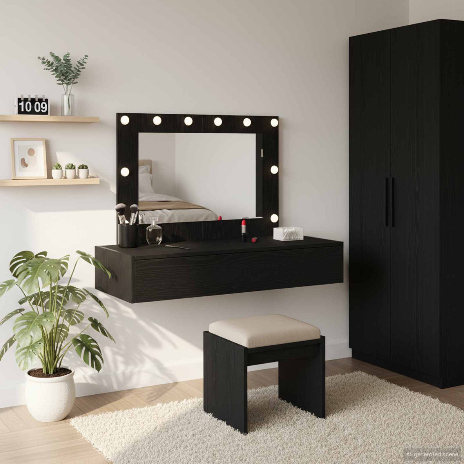 Schminktisch mit Spiegel Schwarz 100 x 40 x 70 cm Holzwerkstoff