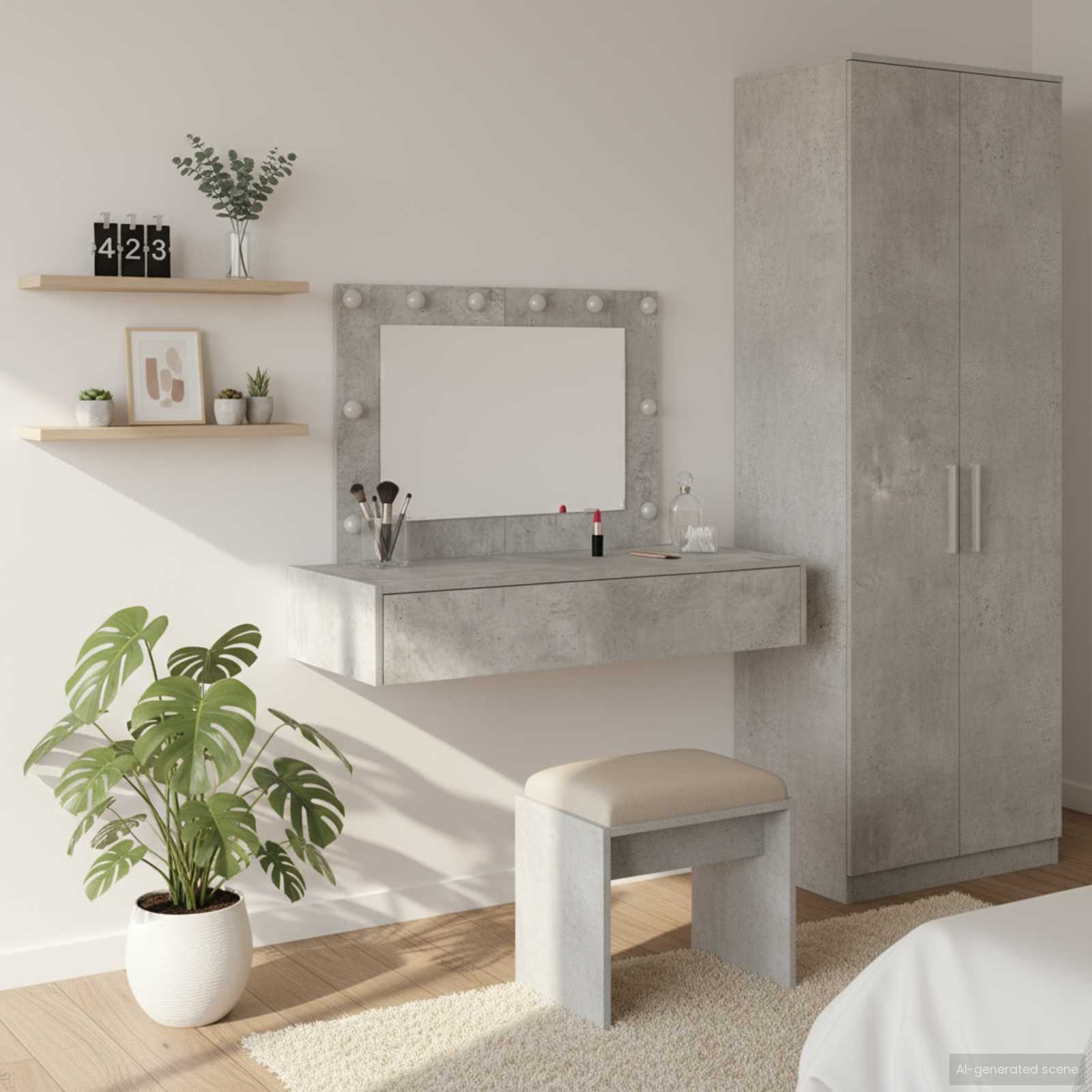 Schminktisch mit Schubladen Grau 100 x 40 x 70 cm Holzwerkstoff