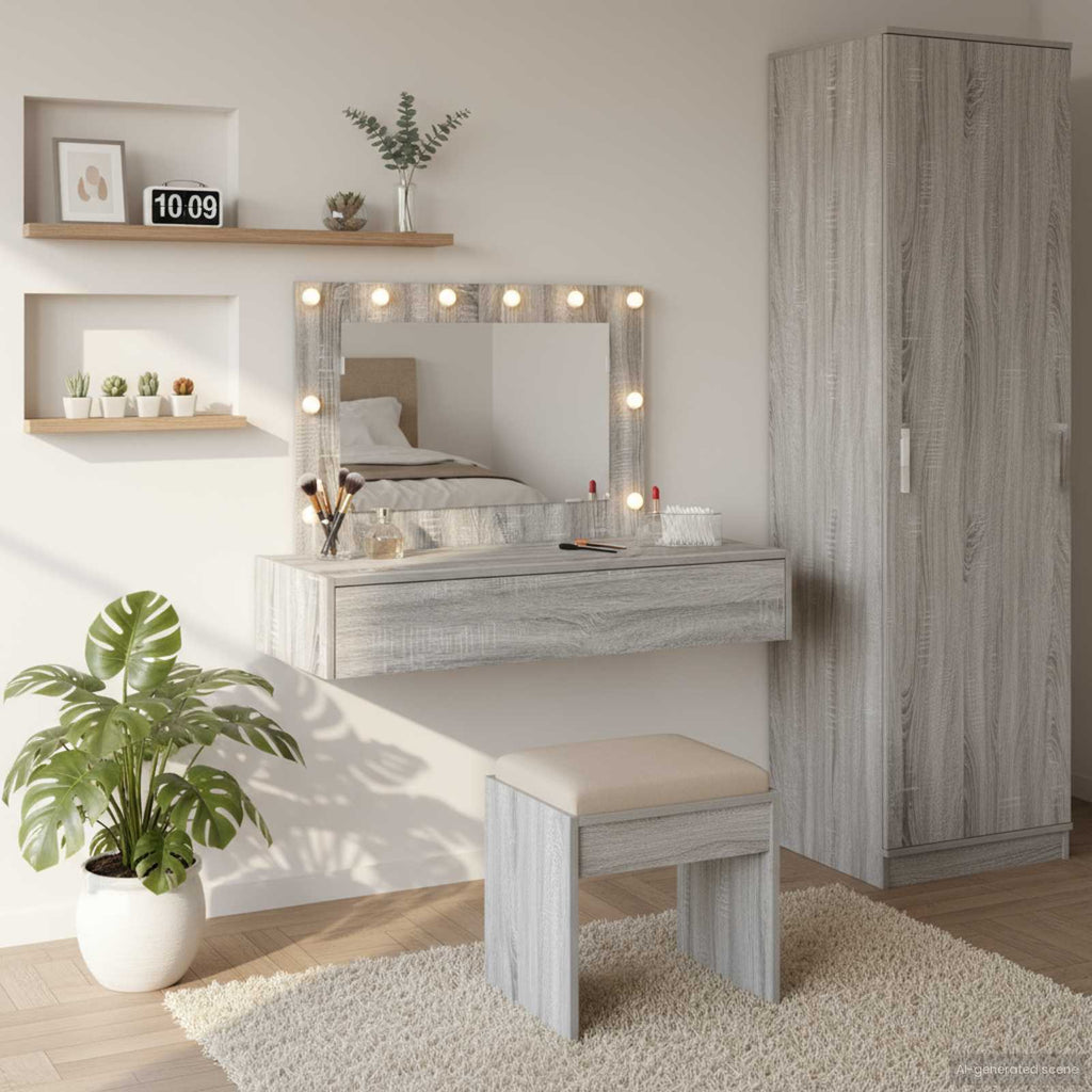 Schminktisch mit Schubladen Grau 100 x 40 x 70 cm Holzwerkstoff