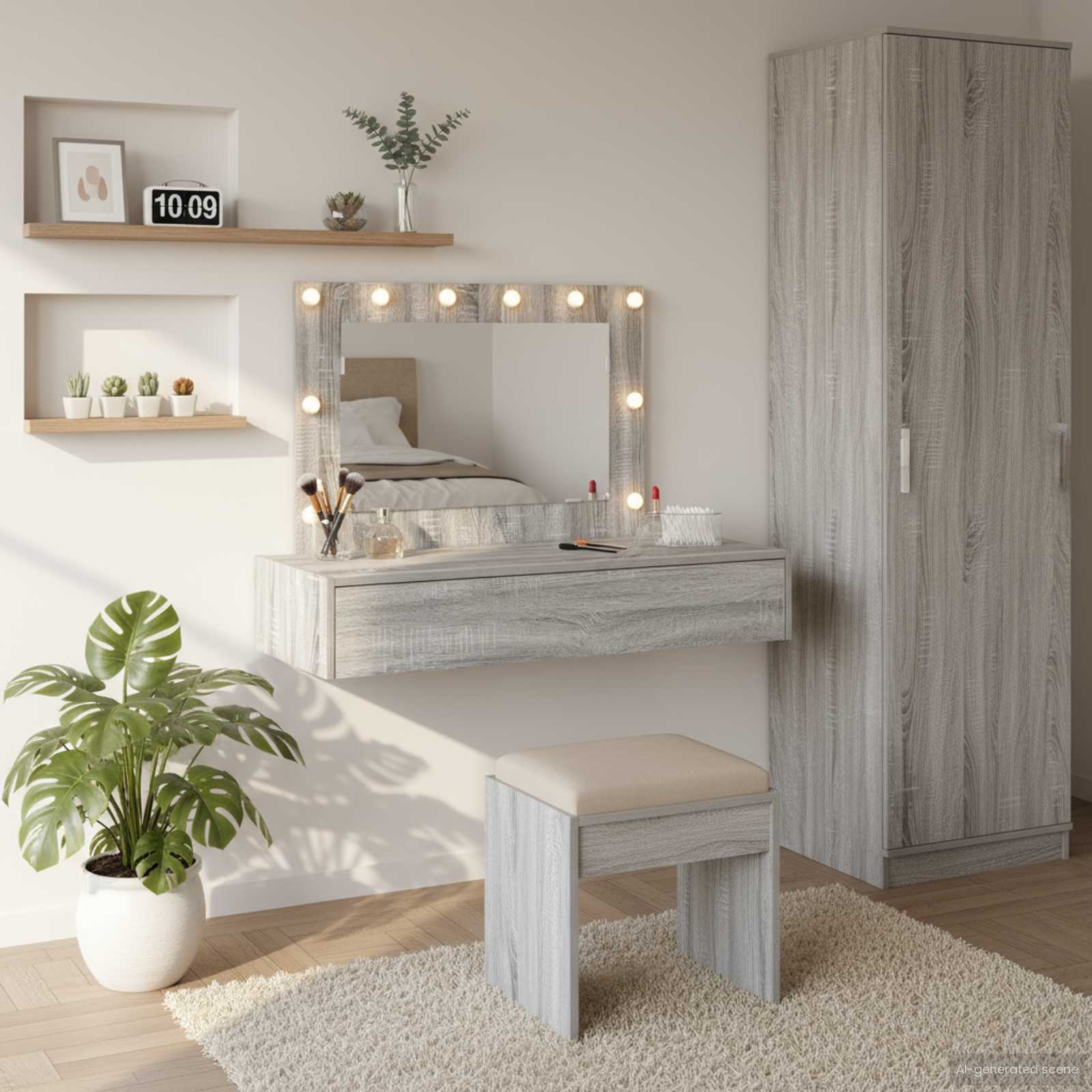 Schminktisch mit Schubladen Grau 100 x 40 x 70 cm Holzwerkstoff