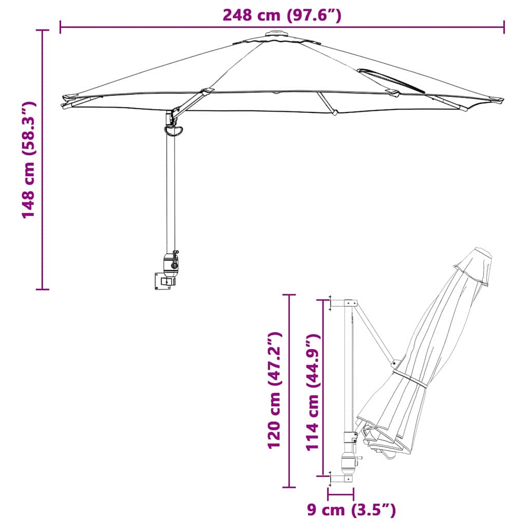 Garten-Sonnenschirm Bordeauxrot 248 x 248 x 148 cm