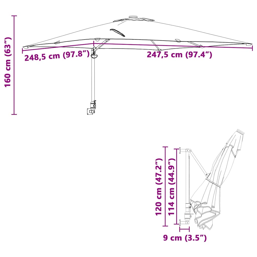 Garten-Sonnenschirm Sand 248,5 x 247,5 x 160 cm