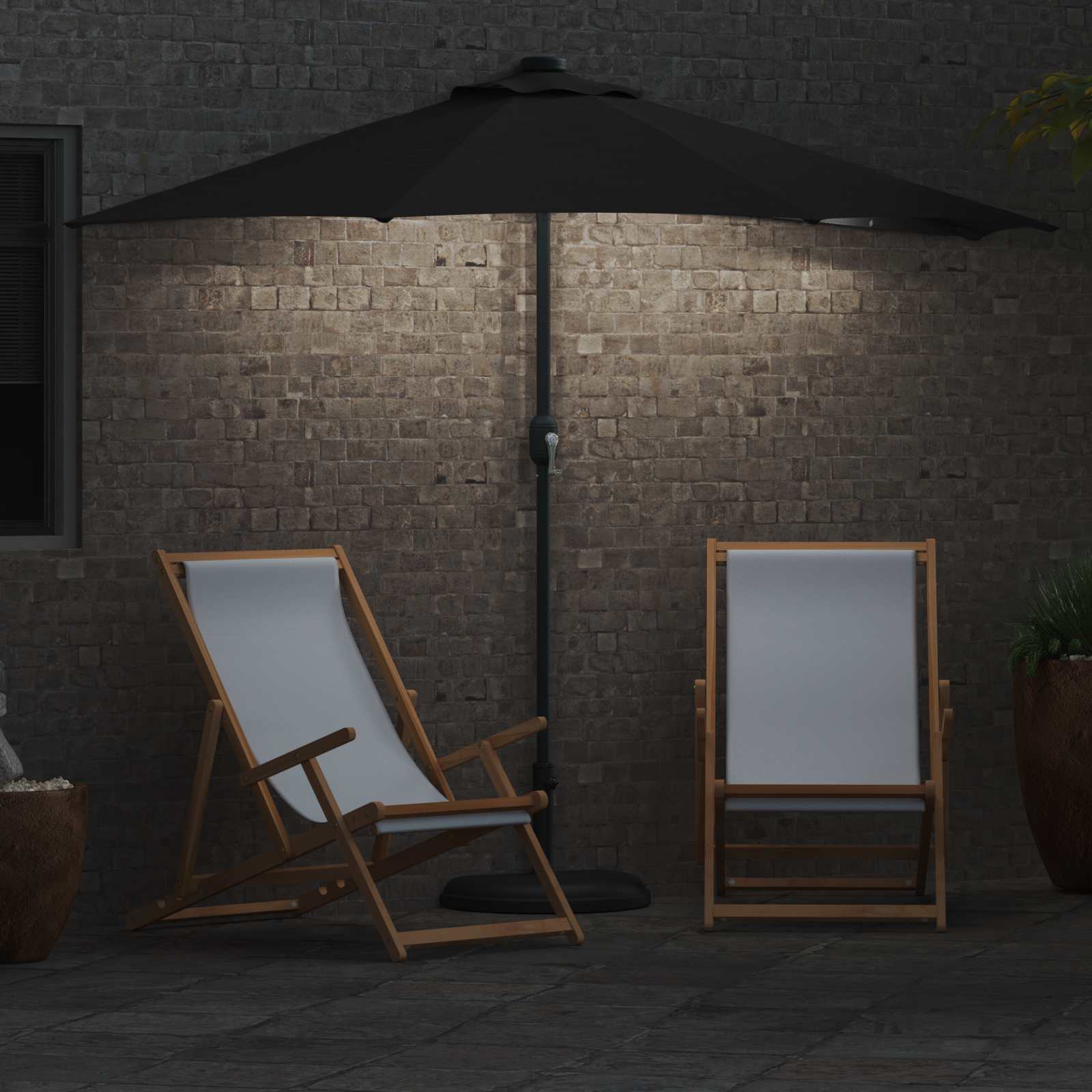 Garten-Sonnenschirm Schwarz 294 x 150 x 224 cm