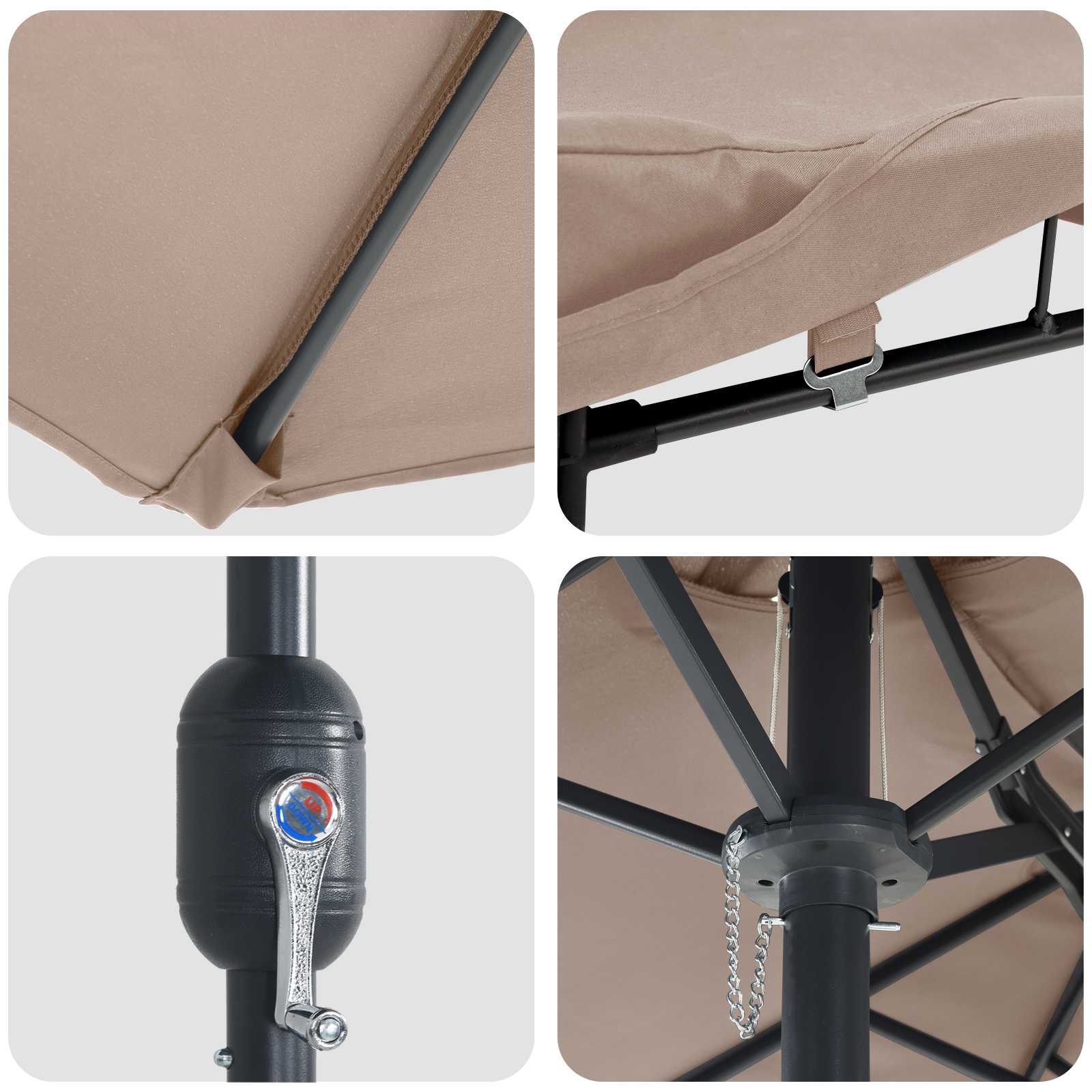 Garten-Sonnenschirm Taupe 385 x 209 x 244 cm Polyester
