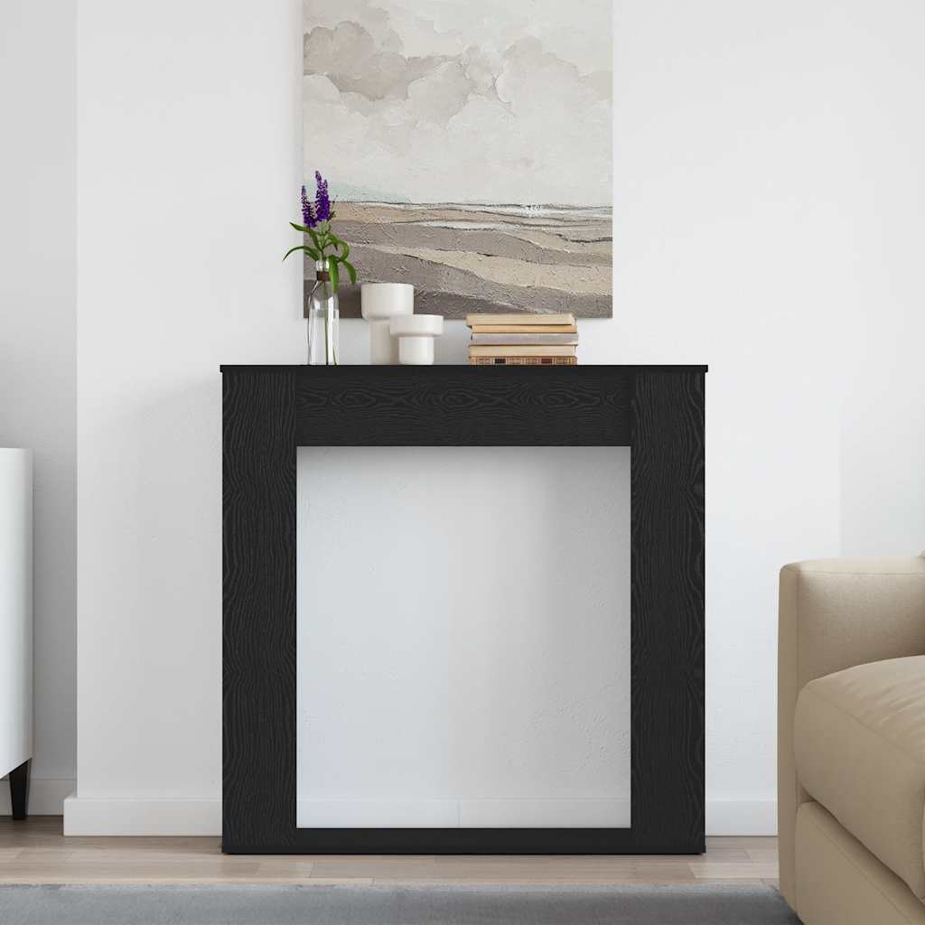 Kaminumrandung Schwarz Eichen-Optik 100x20x100 cm Holzwerkstoff