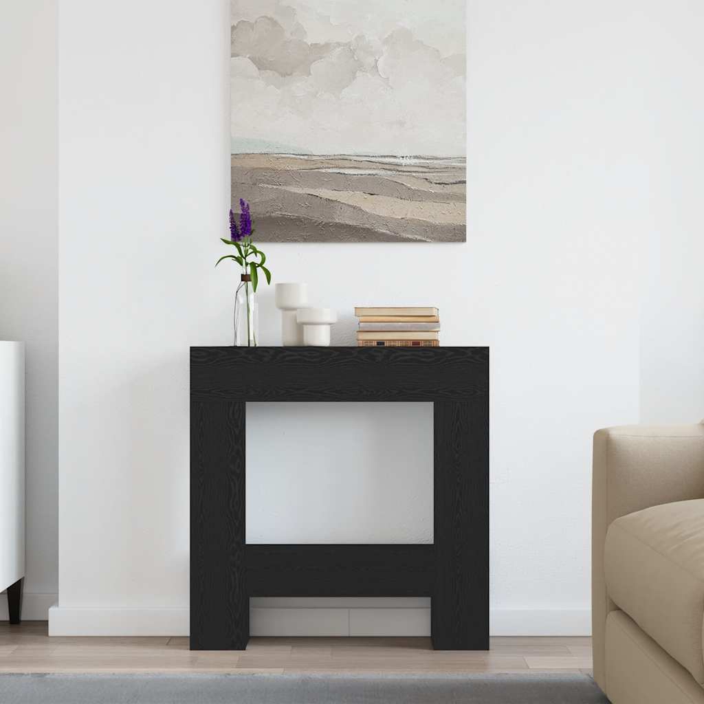 Kaminumrandung Schwarz Eichen-Optik 81x18x82 cm Holzwerkstoff