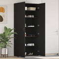 Schuhschrank mit Regal Schwarz 80 x 35,5 x 180 cm Holzwerkstoff