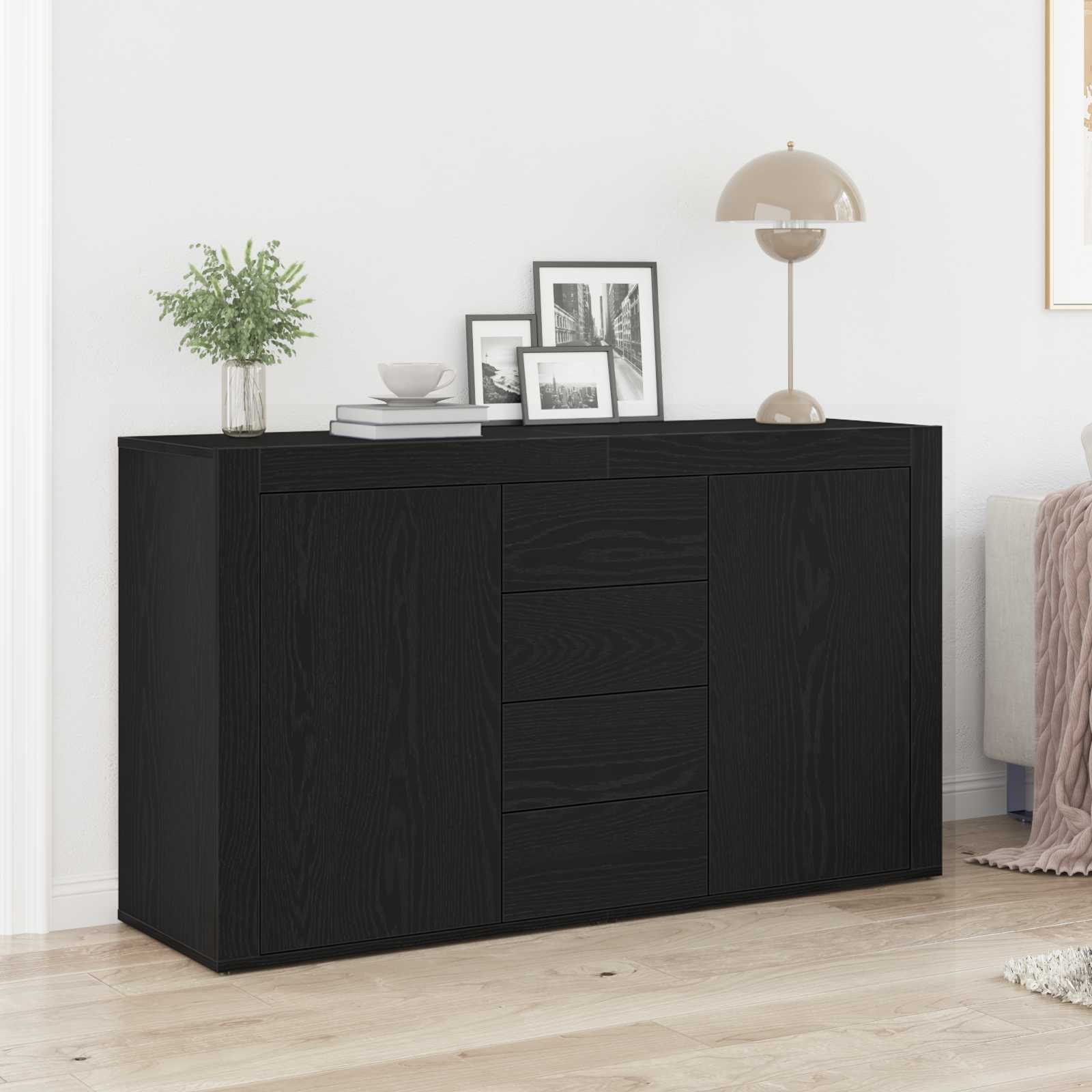 Sideboard Schwarz Eichen-Optik 120 x 36 x 69 cm Holzwerkstoff