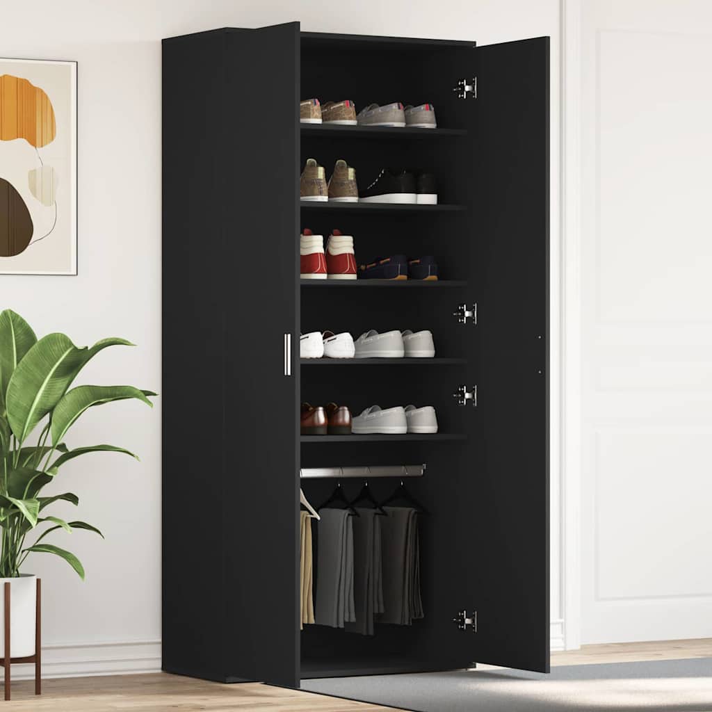 Schuhschrank mit Regal Schwarz 80 x 39 x 178 cm Holzwerkstoff