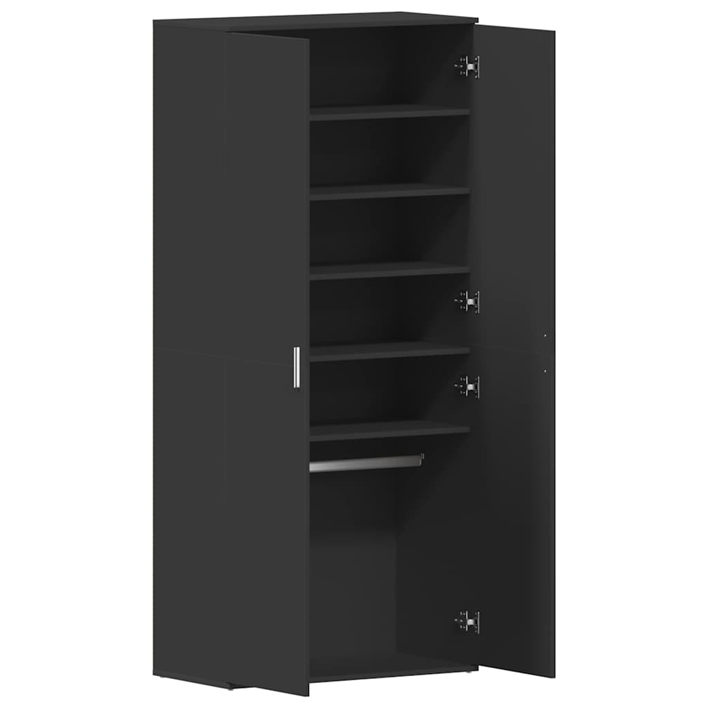 Schuhschrank mit Regal Schwarz 80 x 39 x 178 cm Holzwerkstoff
