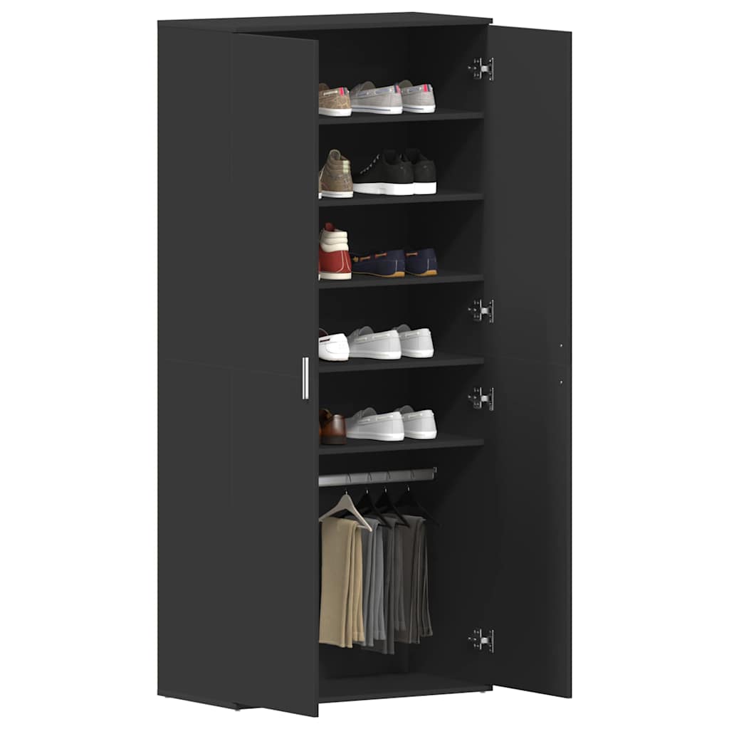 Schuhschrank mit Regal Schwarz 80 x 39 x 178 cm Holzwerkstoff