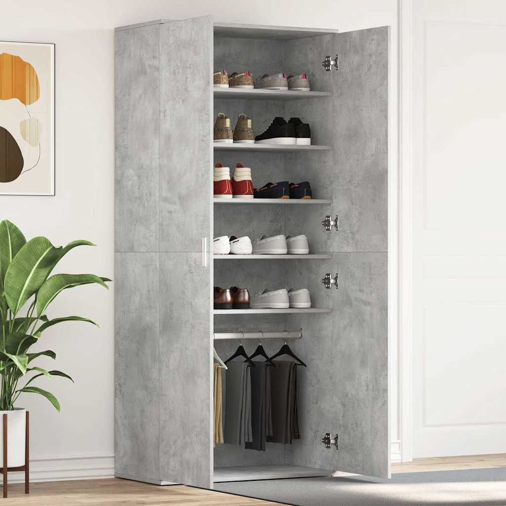 Schuhschrank mit Tür Beton Grau 80 x 39 x 178 cm Holzwerkstoff
