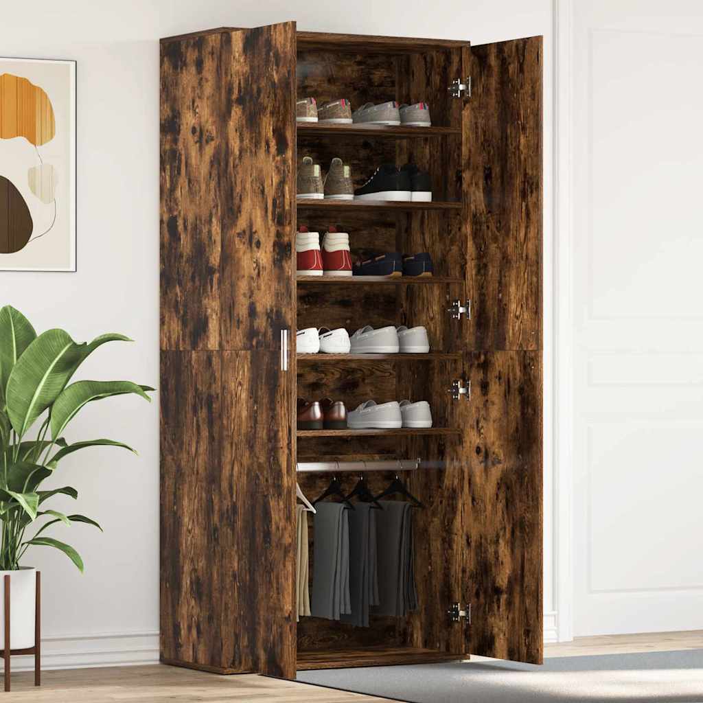 Schuhschrank Geräucherte Eiche 80 x 39 x 178 cm Holzwerkstoff