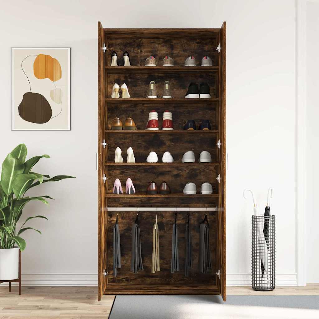 Schuhschrank Geräucherte Eiche 80 x 39 x 178 cm Holzwerkstoff
