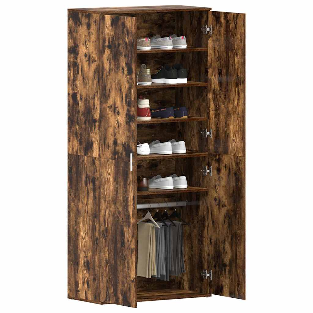 Schuhschrank Geräucherte Eiche 80 x 39 x 178 cm Holzwerkstoff