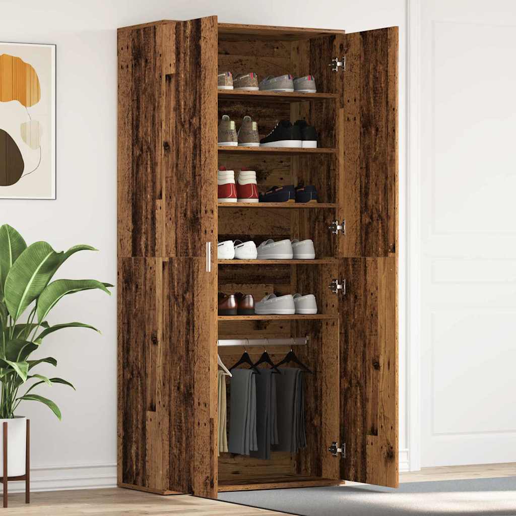 Schuhschrank mit Regal Altholz 80 x 39 x 178 cm Holzwerkstoff