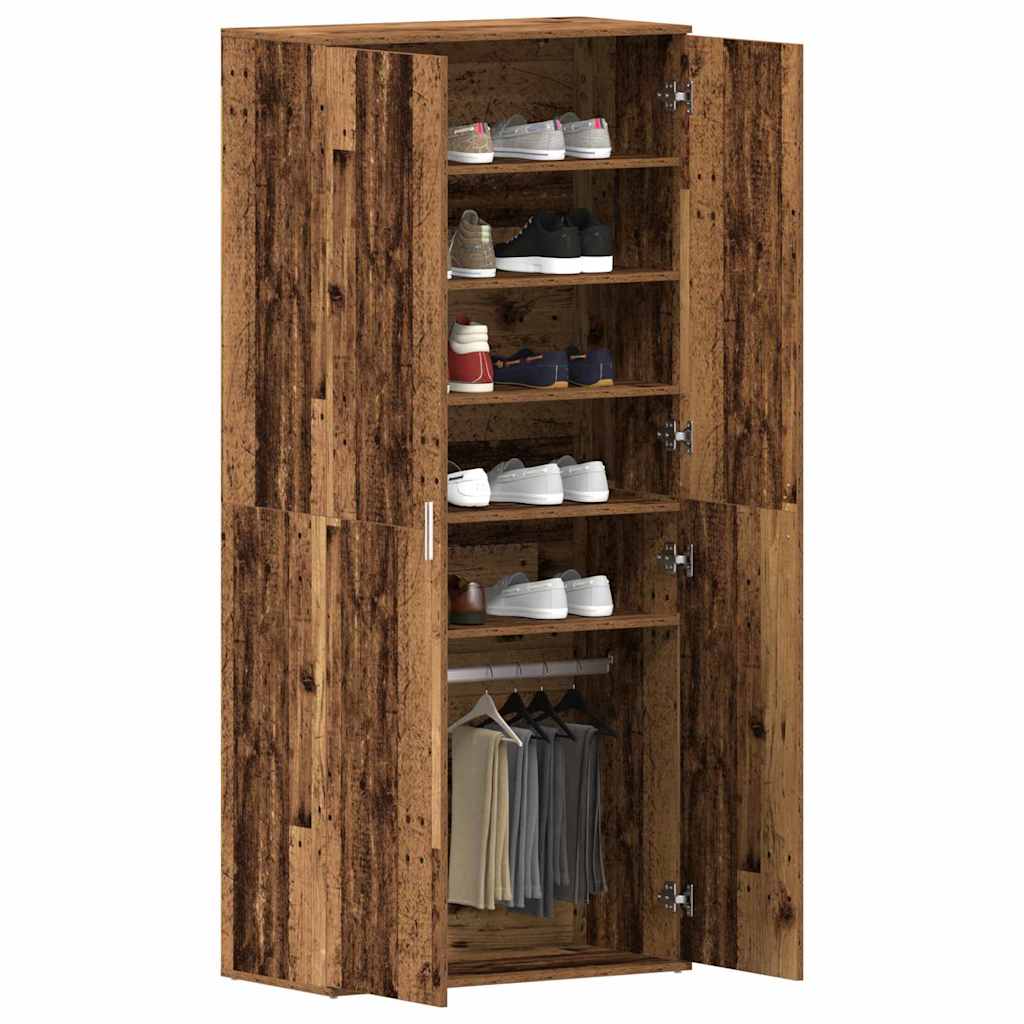 Schuhschrank mit Regal Altholz 80 x 39 x 178 cm Holzwerkstoff