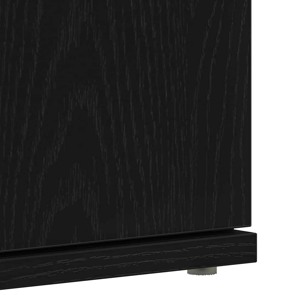 Schuhschrank mit Regal Schwarz Eichen-Optik 80 x 39 x 178 cm