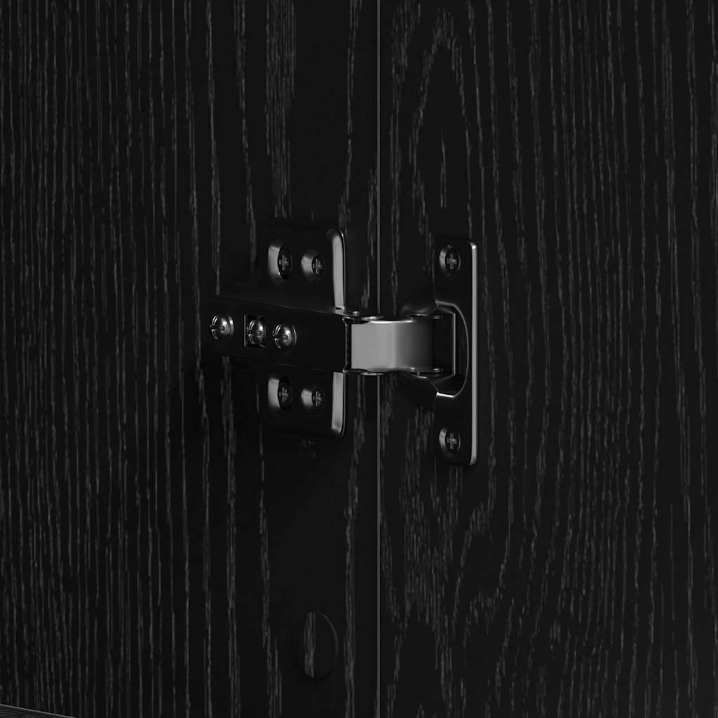 Schuhschrank mit Regal Schwarz Eichen-Optik 80 x 39 x 178 cm