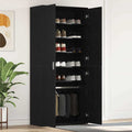 Schuhschrank mit Regal Schwarz Eichen-Optik 80 x 39 x 178 cm