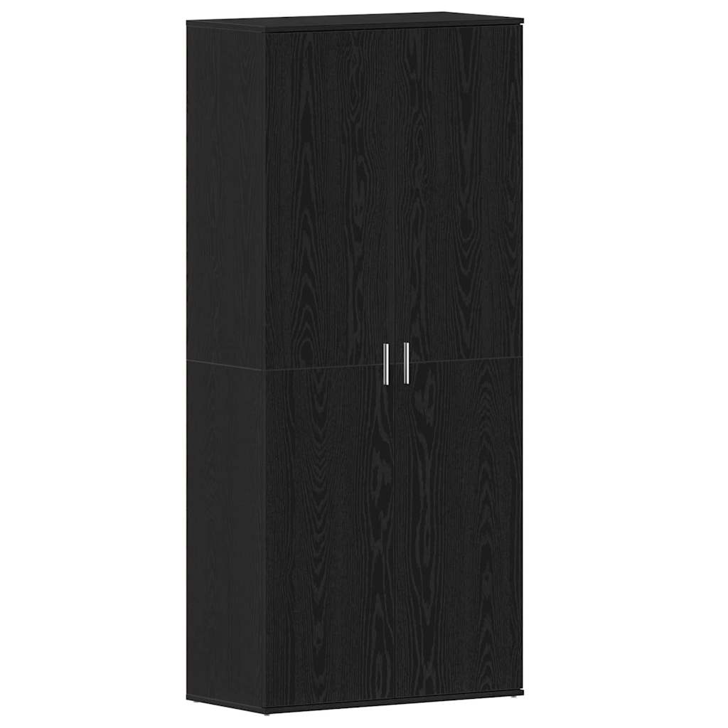 Schuhschrank mit Regal Schwarz Eichen-Optik 80 x 39 x 178 cm