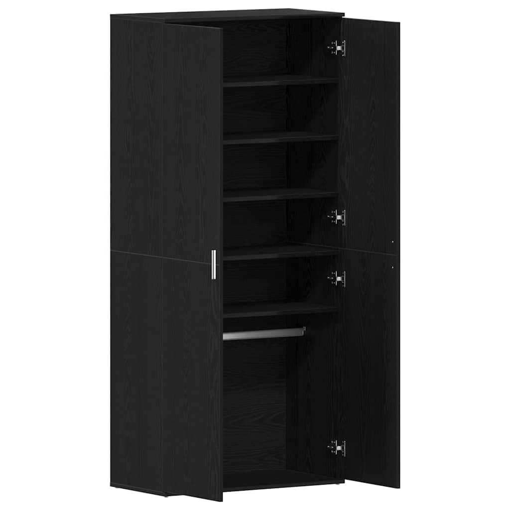 Schuhschrank mit Regal Schwarz Eichen-Optik 80 x 39 x 178 cm