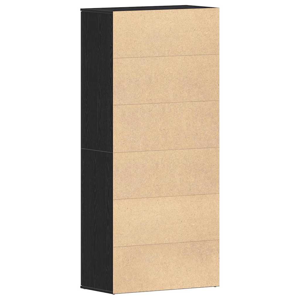 Schuhschrank mit Regal Schwarz Eichen-Optik 80 x 39 x 178 cm