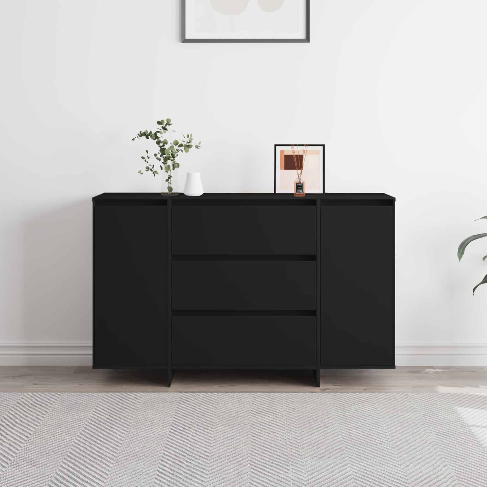 Sideboard mit Schubladen Schwarz 120 x 41 x 75 cm Holzwerkstoff