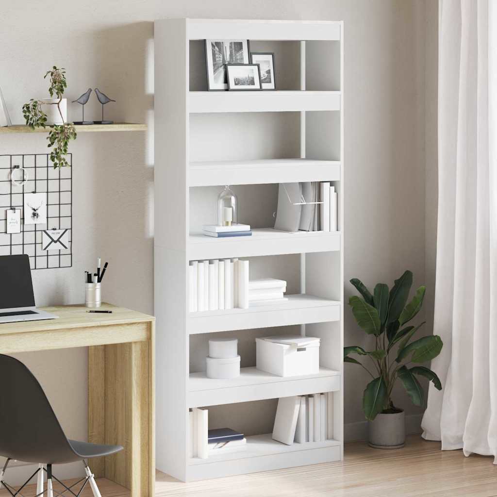 Bücherregal mit Regal Weiß 80 x 30 x 198 cm Holzwerkstoff