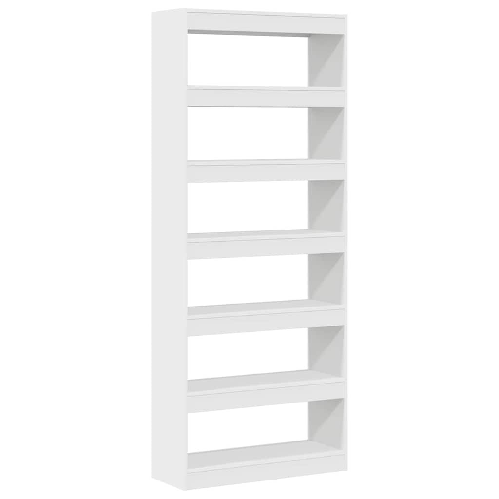 Bücherregal mit Regal Weiß 80 x 30 x 198 cm Holzwerkstoff