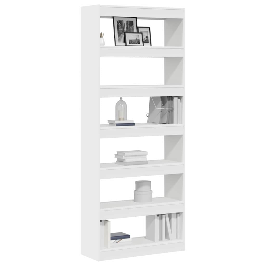 Bücherregal mit Regal Weiß 80 x 30 x 198 cm Holzwerkstoff