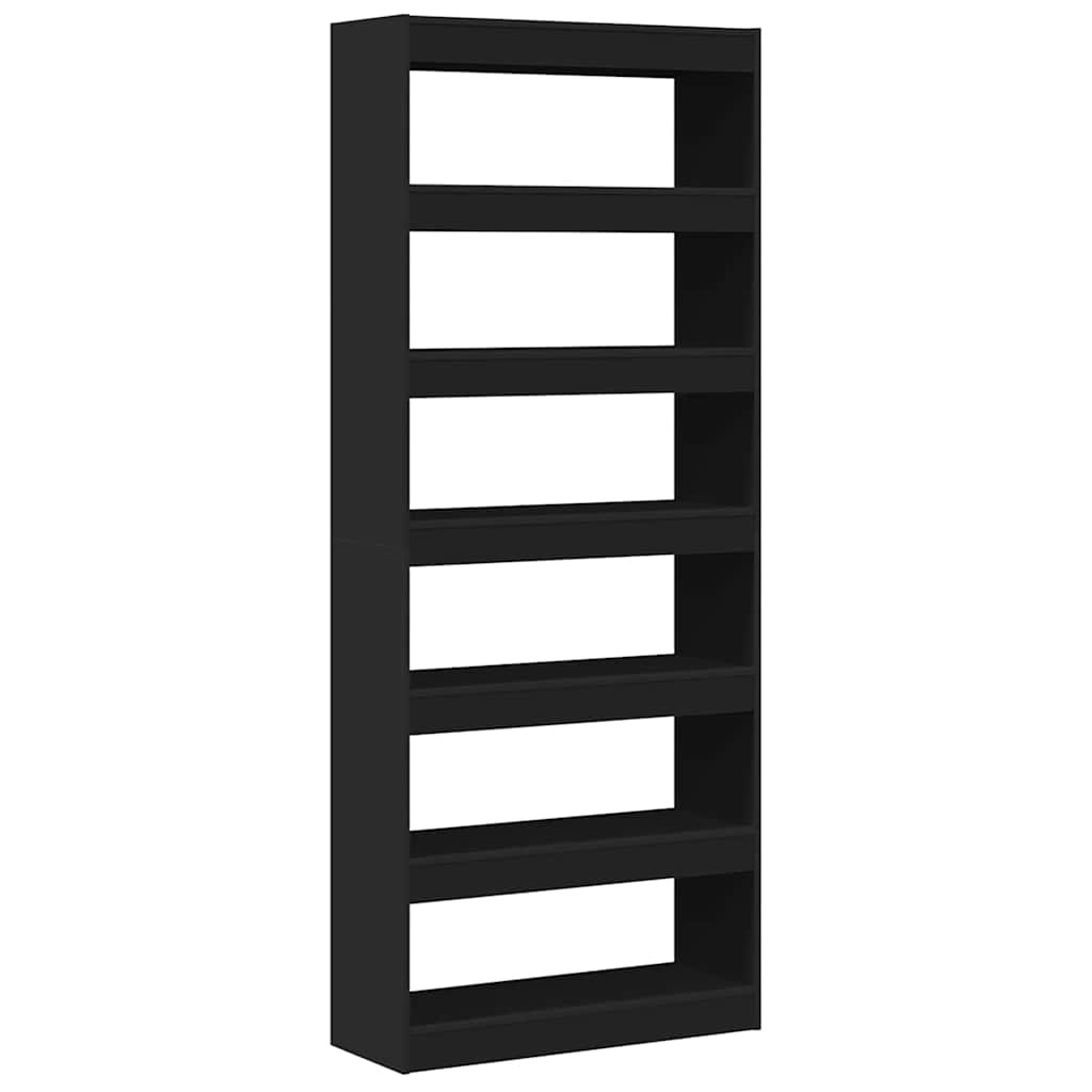 Bücherregal mit Regal Schwarz 80 x 30 x 198 cm Holzwerkstoff