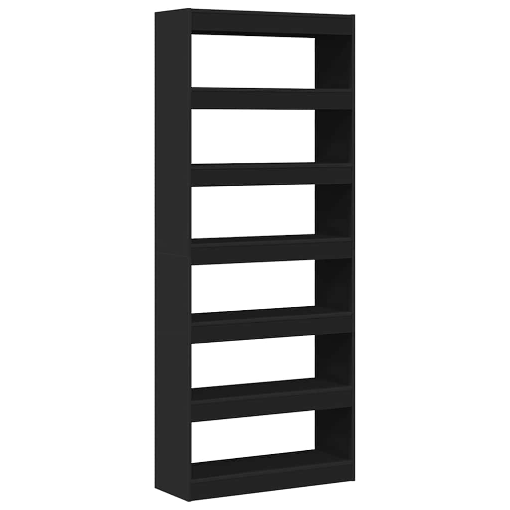 Bücherregal mit Regal Schwarz 80 x 30 x 198 cm Holzwerkstoff