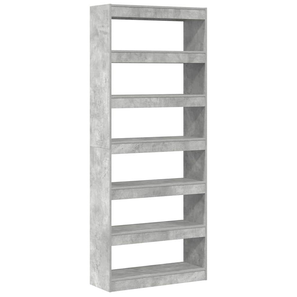 Bücherregal mit Regal Beton Grau 80 x 30 x 198 cm Holzwerkstoff