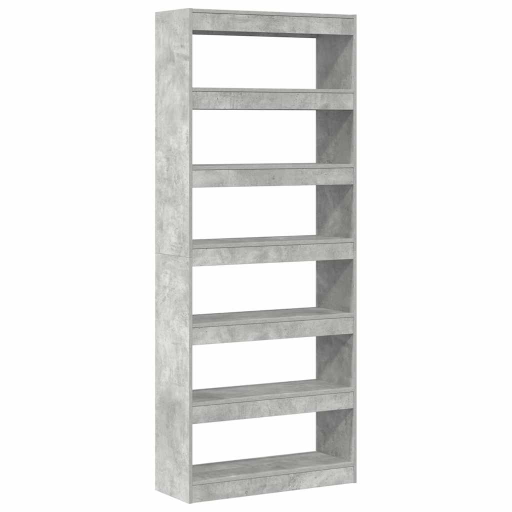 Bücherregal mit Regal Beton Grau 80 x 30 x 198 cm Holzwerkstoff