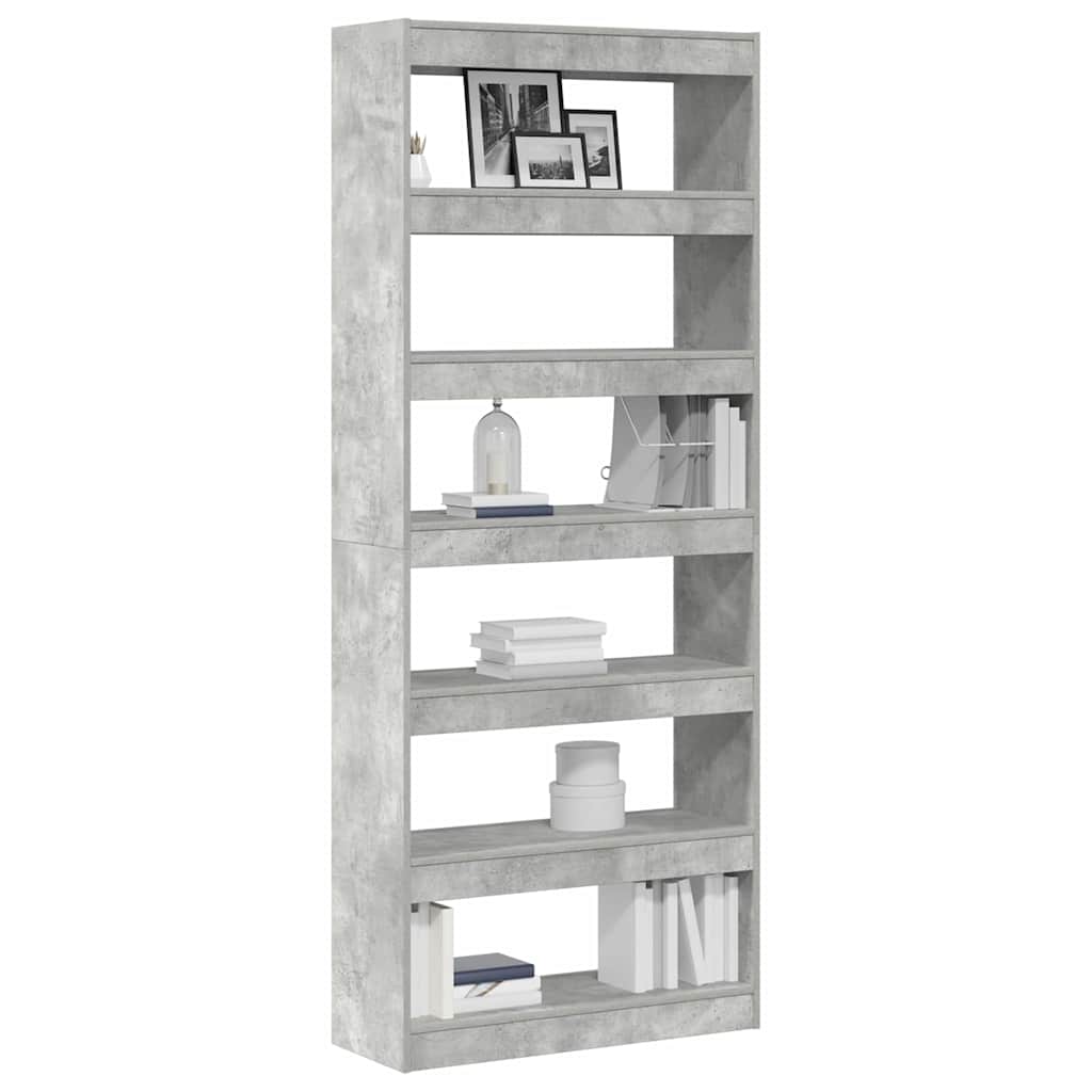 Bücherregal mit Regal Beton Grau 80 x 30 x 198 cm Holzwerkstoff