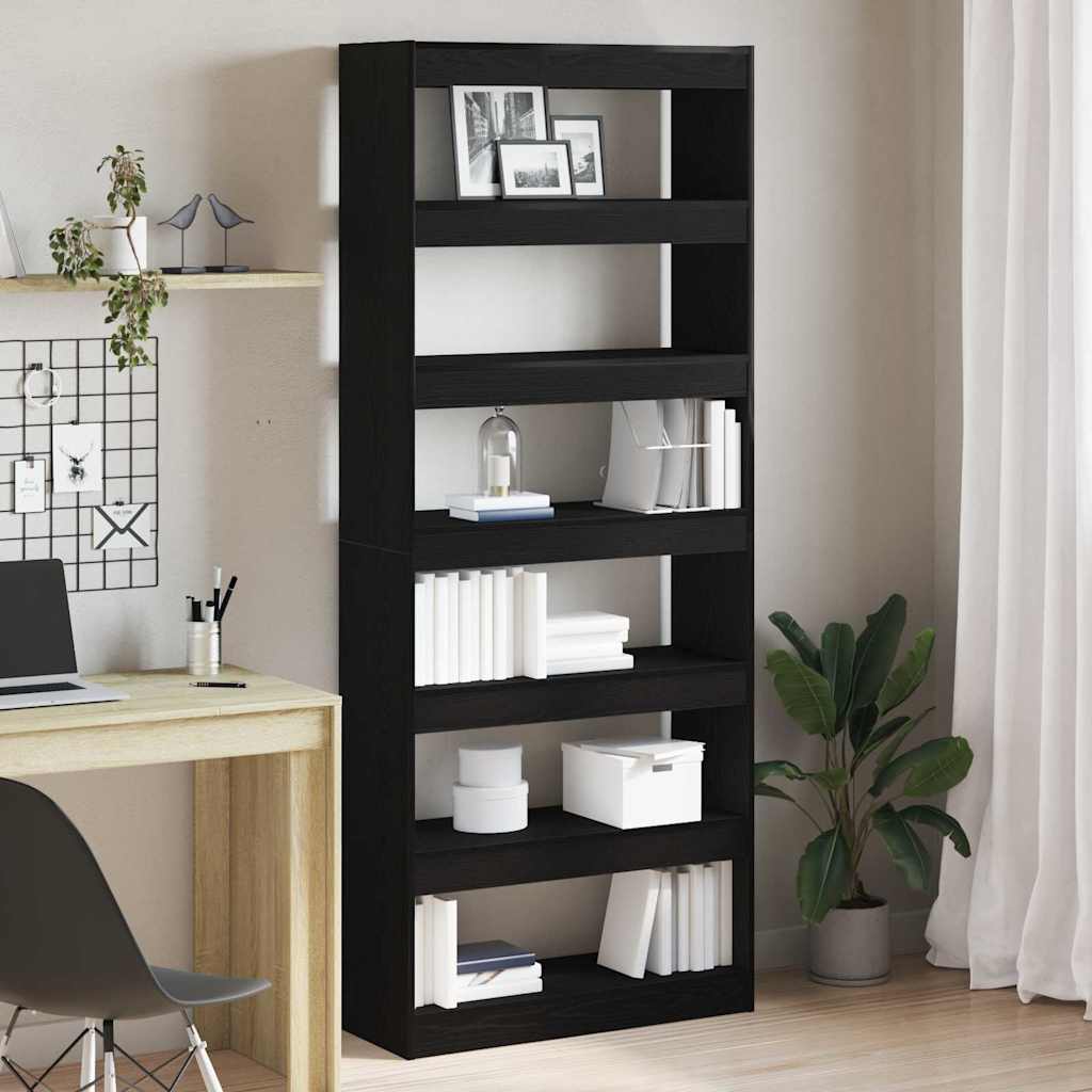 Bücherregal Schwarz Eichen-Optik 80 x 30 x 198 cm Holzwerkstoff