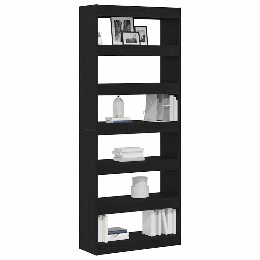 Bücherregal Schwarz Eichen-Optik 80 x 30 x 198 cm Holzwerkstoff