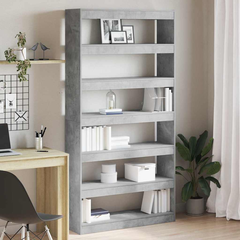 Bücherregal Beton Grau 100 x 30 x 198 cm Holzwerkstoff