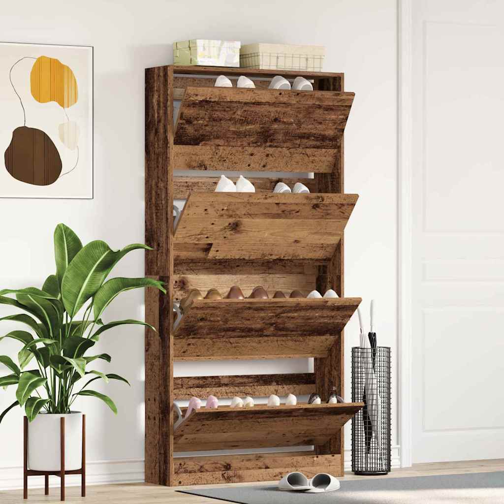 Schuhschrank mit Regal Altholz 80 x 21 x 163,5 cm Holzwerkstoff