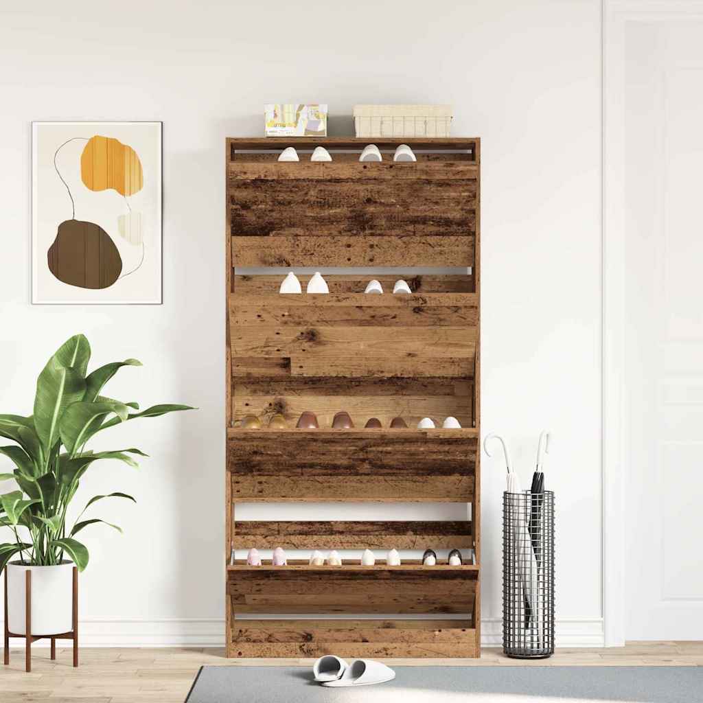 Schuhschrank mit Regal Altholz 80 x 21 x 163,5 cm Holzwerkstoff
