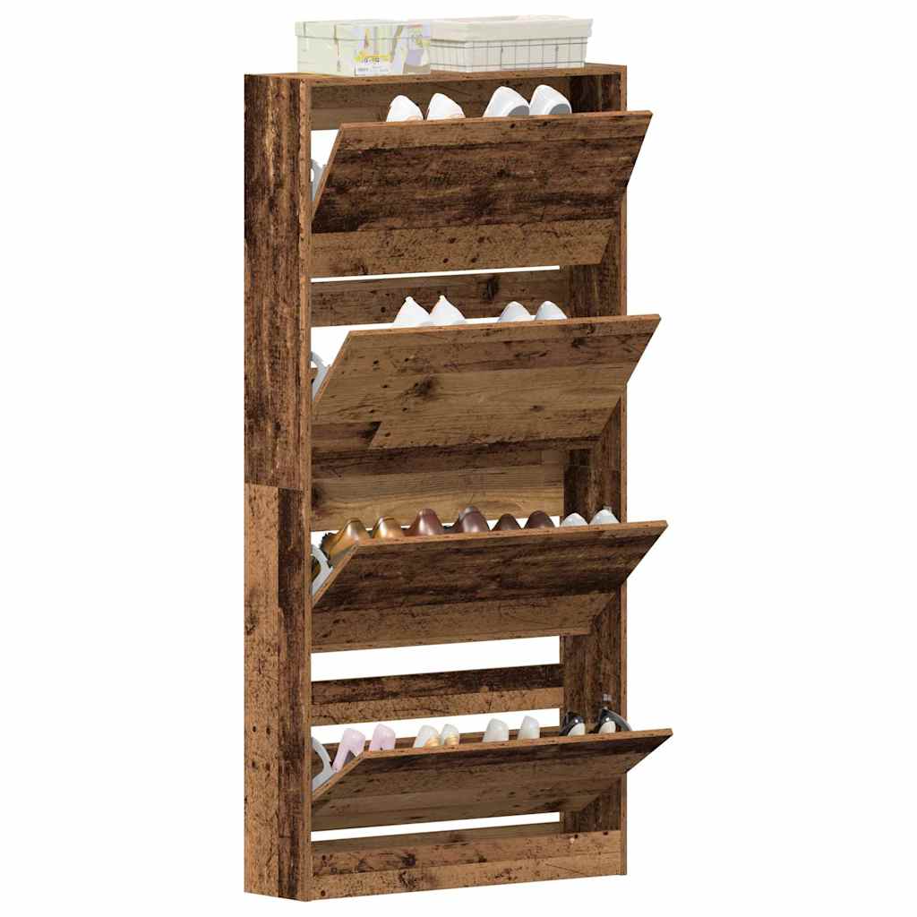 Schuhschrank mit Regal Altholz 80 x 21 x 163,5 cm Holzwerkstoff