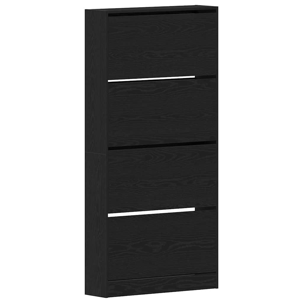 Schuhschrank mit Regal Schwarz Eichen-Optik 80 x 21 x 163,5 cm